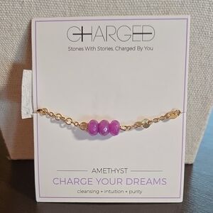 AMETHSYT 18K GOLD PLATED BRACELET